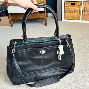Coach Park Leather Large Carryall Black Pebble Leather F23268